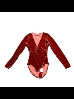 Madewell Rust Orange Velvet Trim Bodysuit